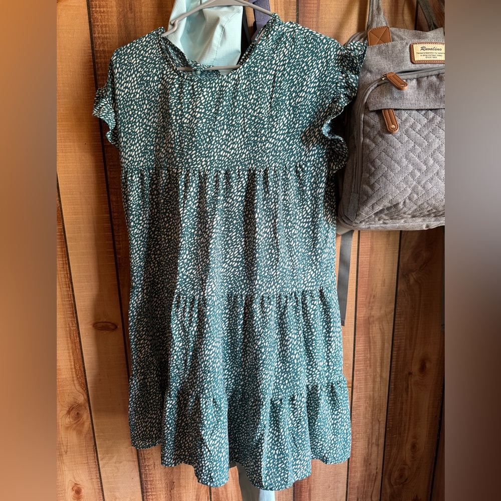 Teal Patterned Kids Dress